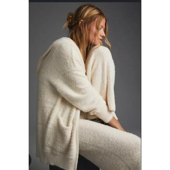 Daily Practice Anthropologie Hoodie Sweater Women Sz XS White Ivory Cozy Fuzzy - Picture 2 of 13